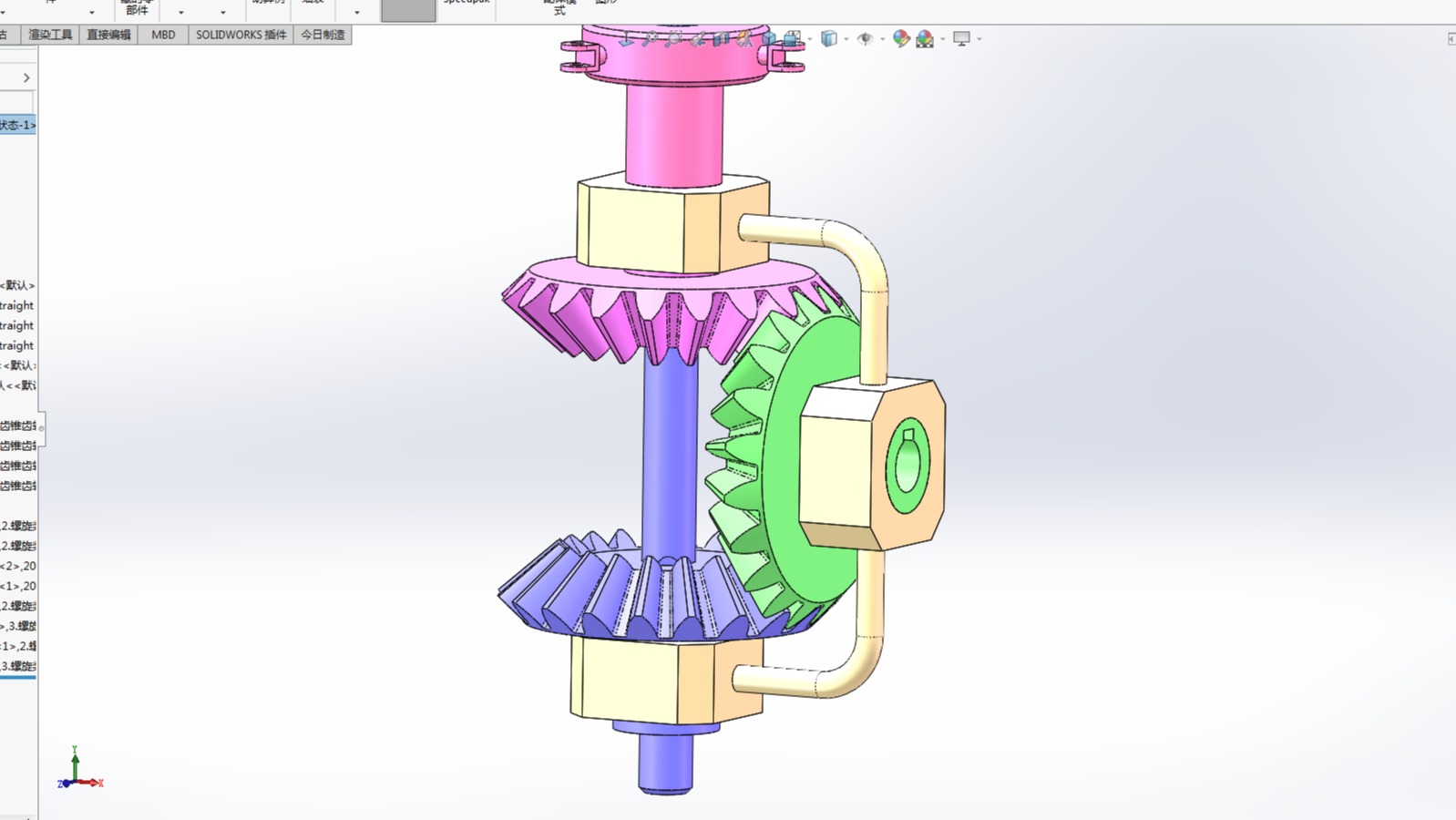 SOLIDWORKS模型-同轴反转机构