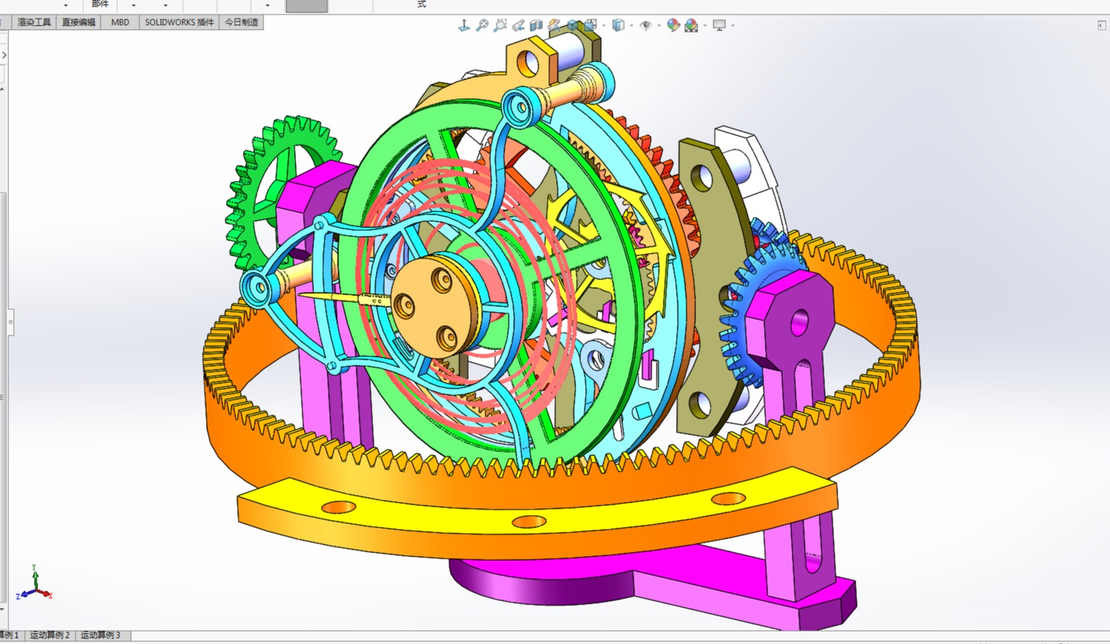 SOLIDWORKS模型-三轴陀飞轮