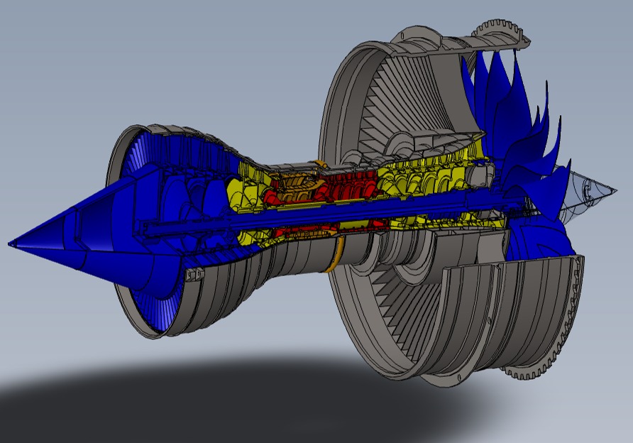 SOLIDWORKS模型下载--劳斯莱斯Trent1000航空发动机