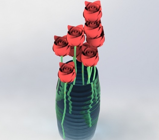 SOLIDWORKS模型下载--玻璃瓶中的玫瑰