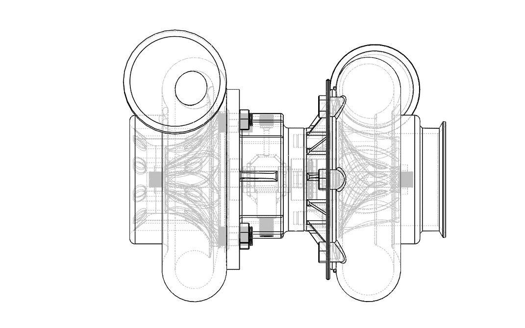 Turbocharger assembly wireframe