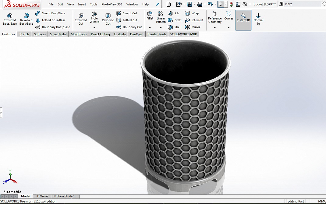 SOLIDWORKS模型下载--蜂巢桶