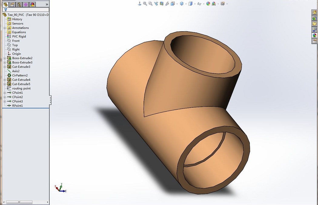 SOLIDWORKS模型图纸免费下载-PVC三通阀