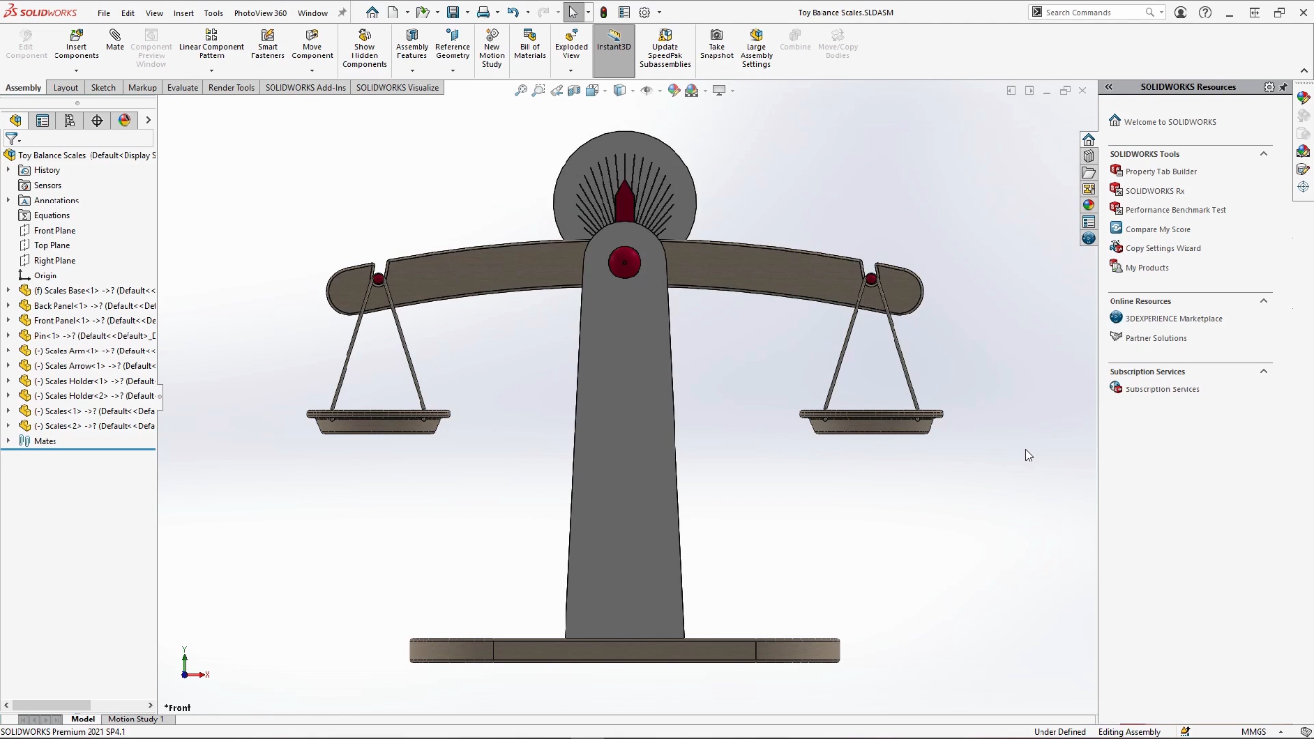 SOLIDWORKS玩具天平秤建模教程