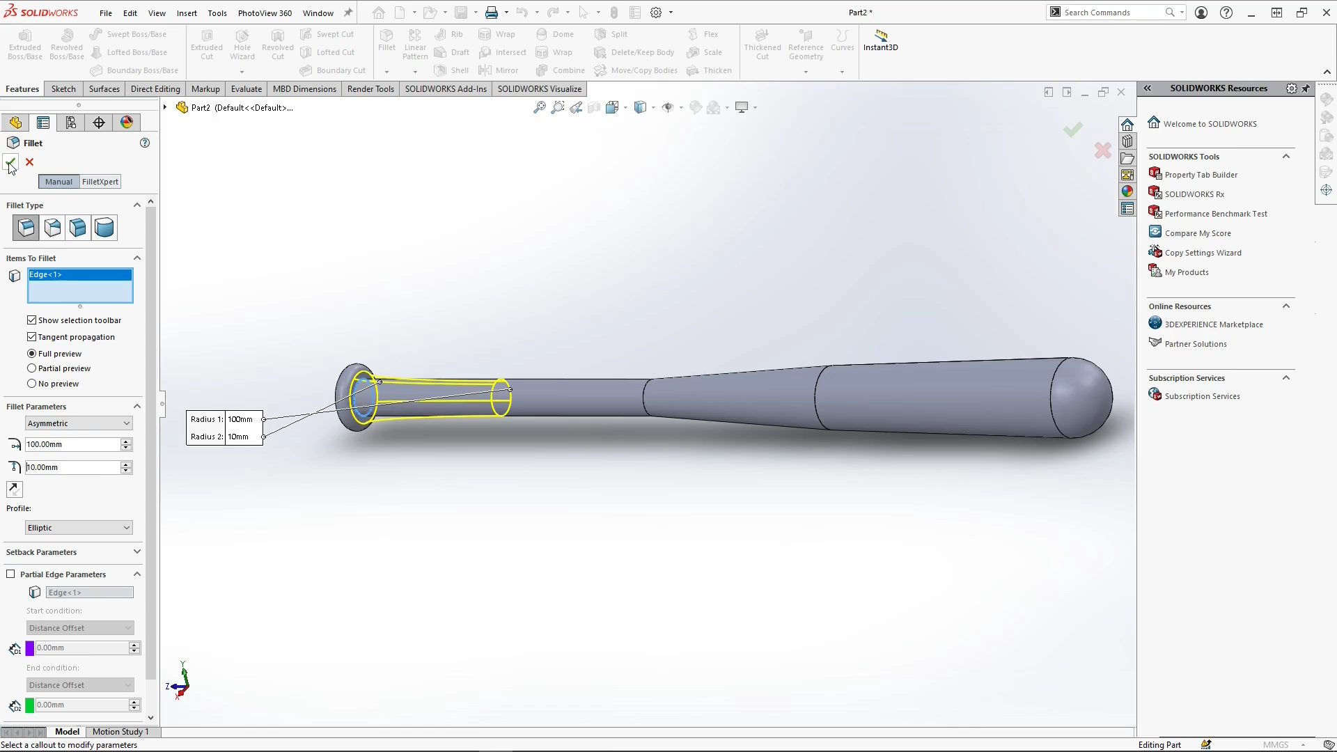 SOLIDWORKS棒球棍(僵尸蝙蝠 )建模教程