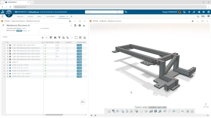 3DEXPERIENCE 平台上的切割清单