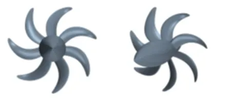 螺旋桨的正视图与斜视图