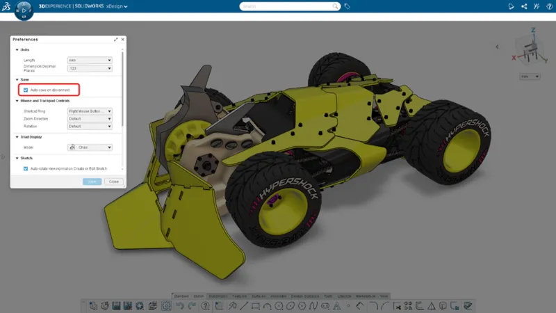 SW断线时自动保存选项