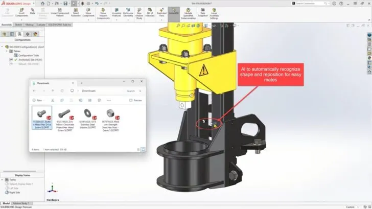 SW结合人工智能的紧固件自动化 SW结合人工智能的紧固件自动化