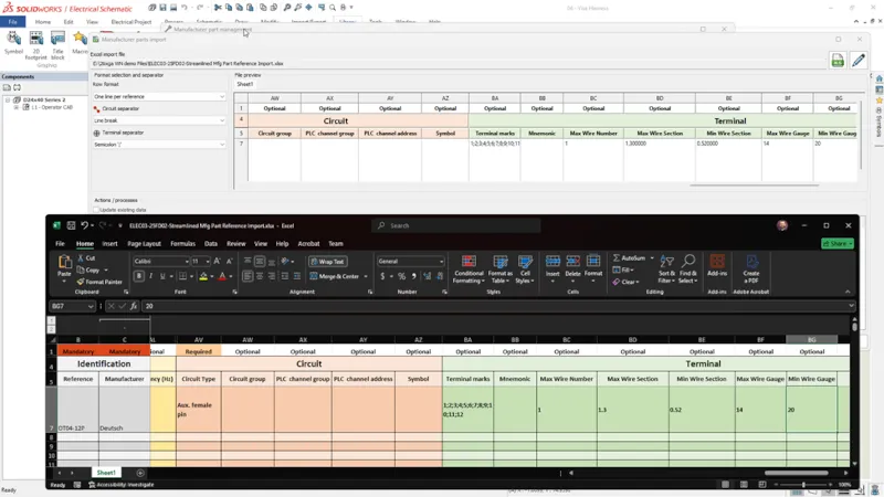 简化制造商零件和电缆参考导入