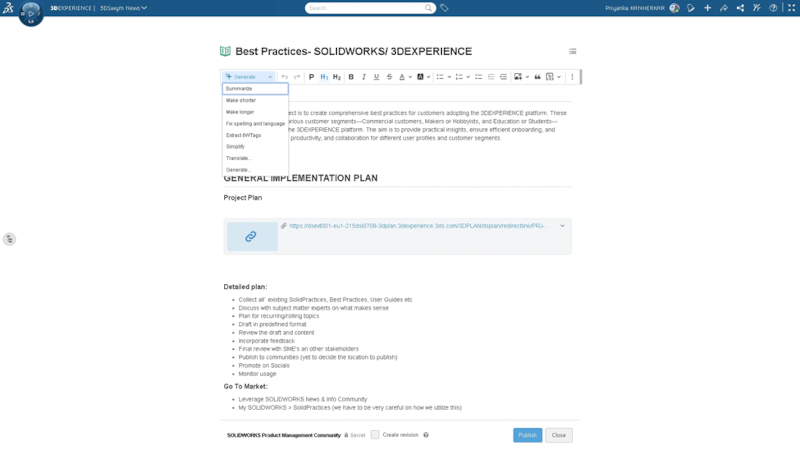请AURA总结3DEXPERIENCE平台上使用SOLIDWORKS的最佳实践。