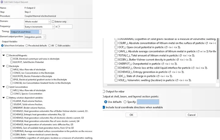 支持热-电化学耦合分析步输出定义
