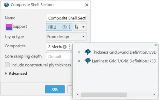 复合壳体截面中的金属网格