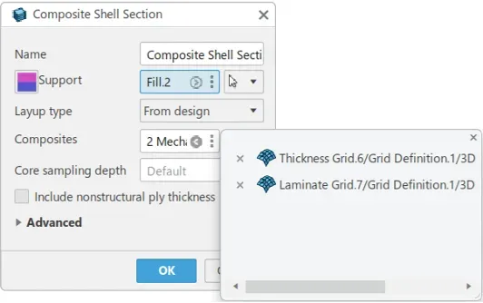 复合壳体截面中的金属网格