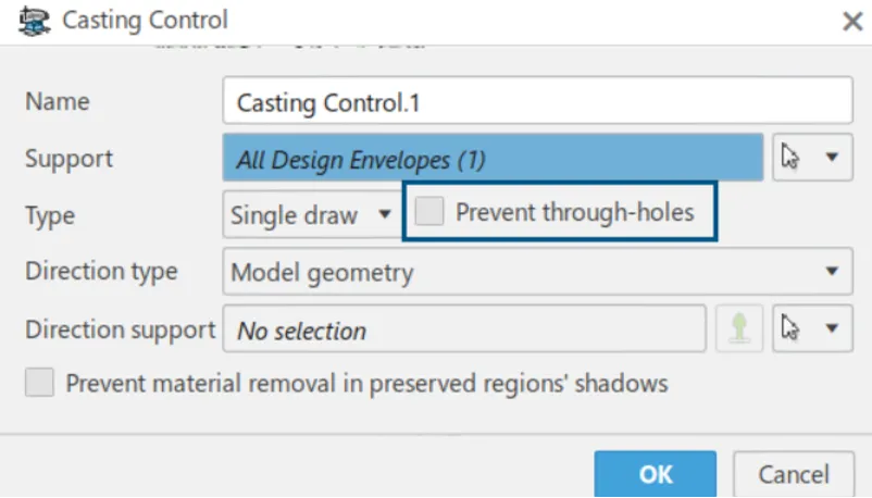 防止优化设计中出现内部孔洞 