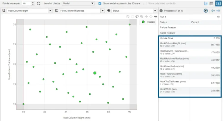 在设计空间检查期间更新设计点详细信息