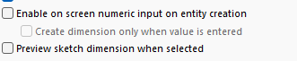 创建草图时显示尺寸的选项
