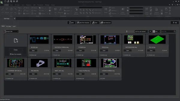 DraftSight 2026的开始页面介绍