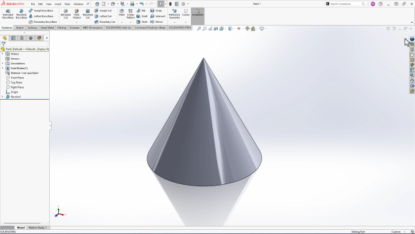 SOLIDWORKS 中的一个已完成的锥体