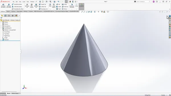 SOLIDWORKS 中的一个已完成的锥体