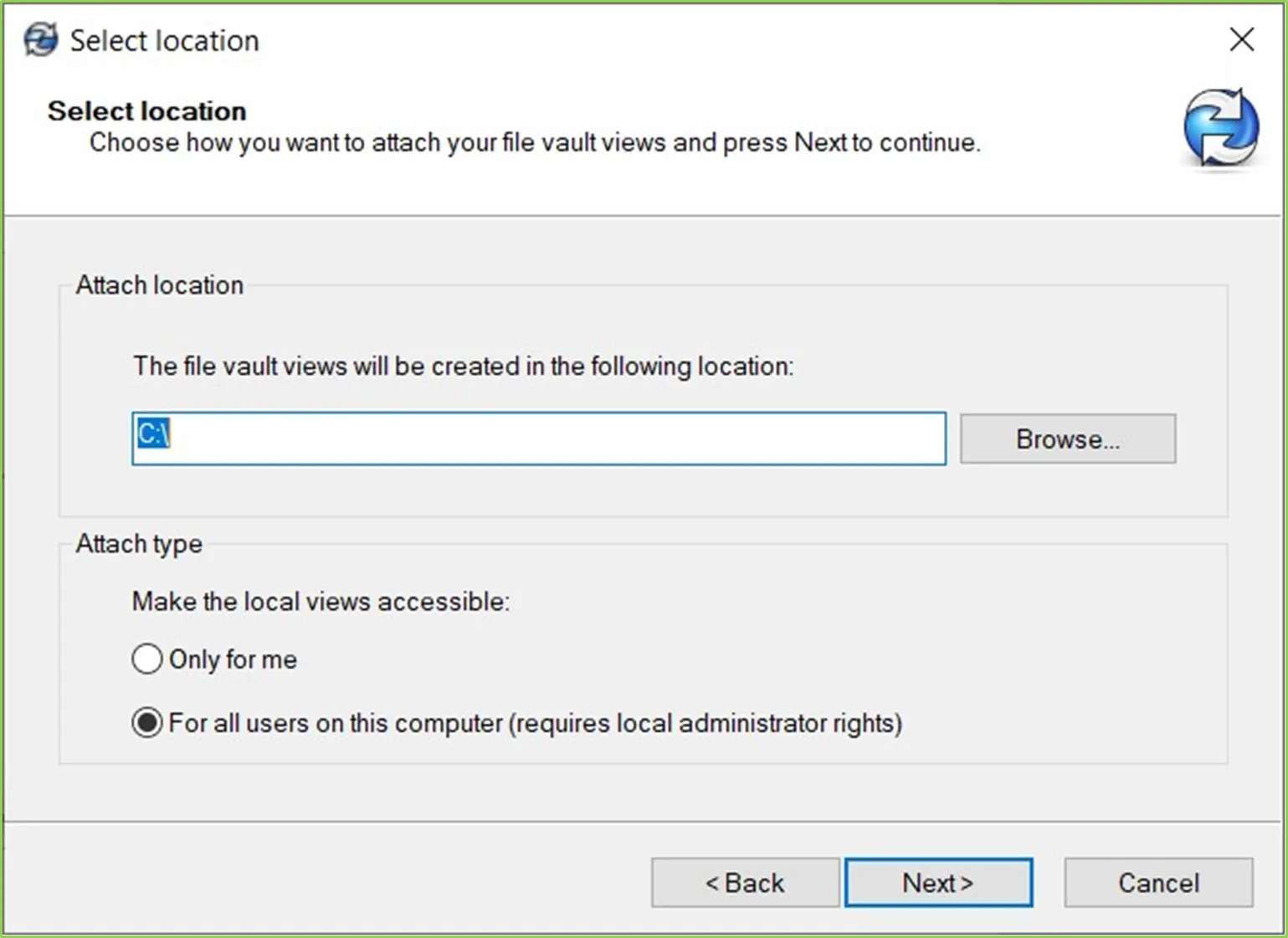 选择本地视图访问位置