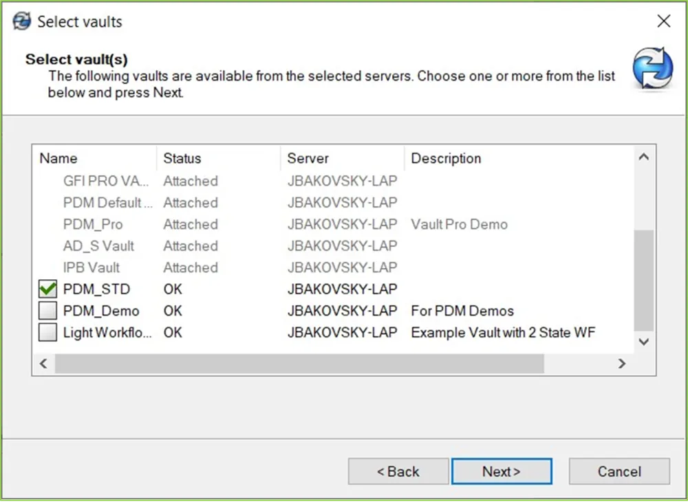 选择要连接的文件库