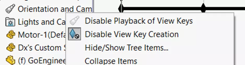图7：右键点击“Orientation”和“Camera Views”文件夹时的上下文菜单内