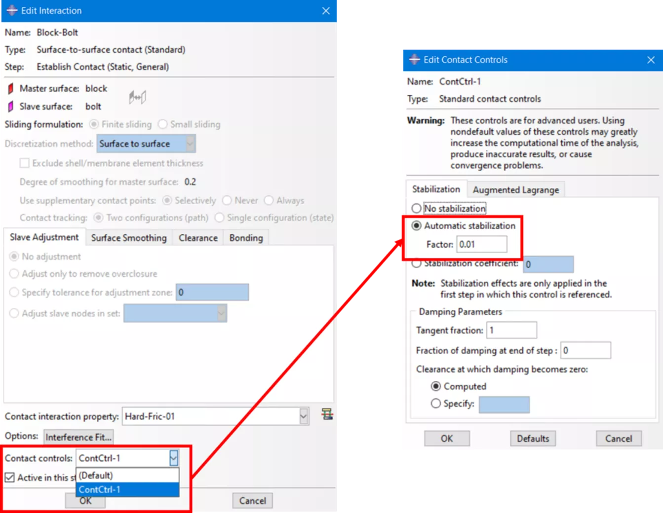 为 “接触控制” 下拉菜单选择该定义 为 “接触控制” 下拉菜单选择该定义