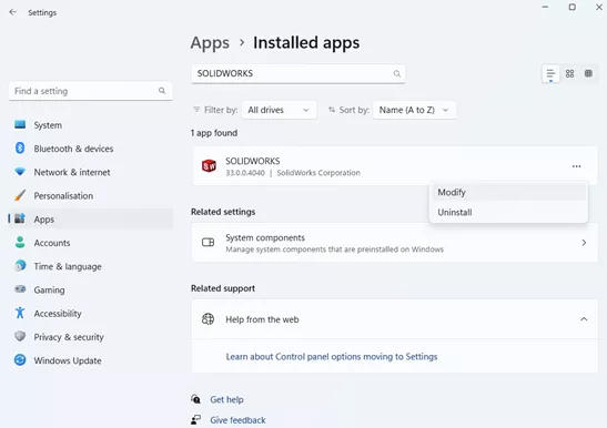 在 Windows 中搜索 “添加或删除程序 在 Windows 中搜索 “添加或删除程序