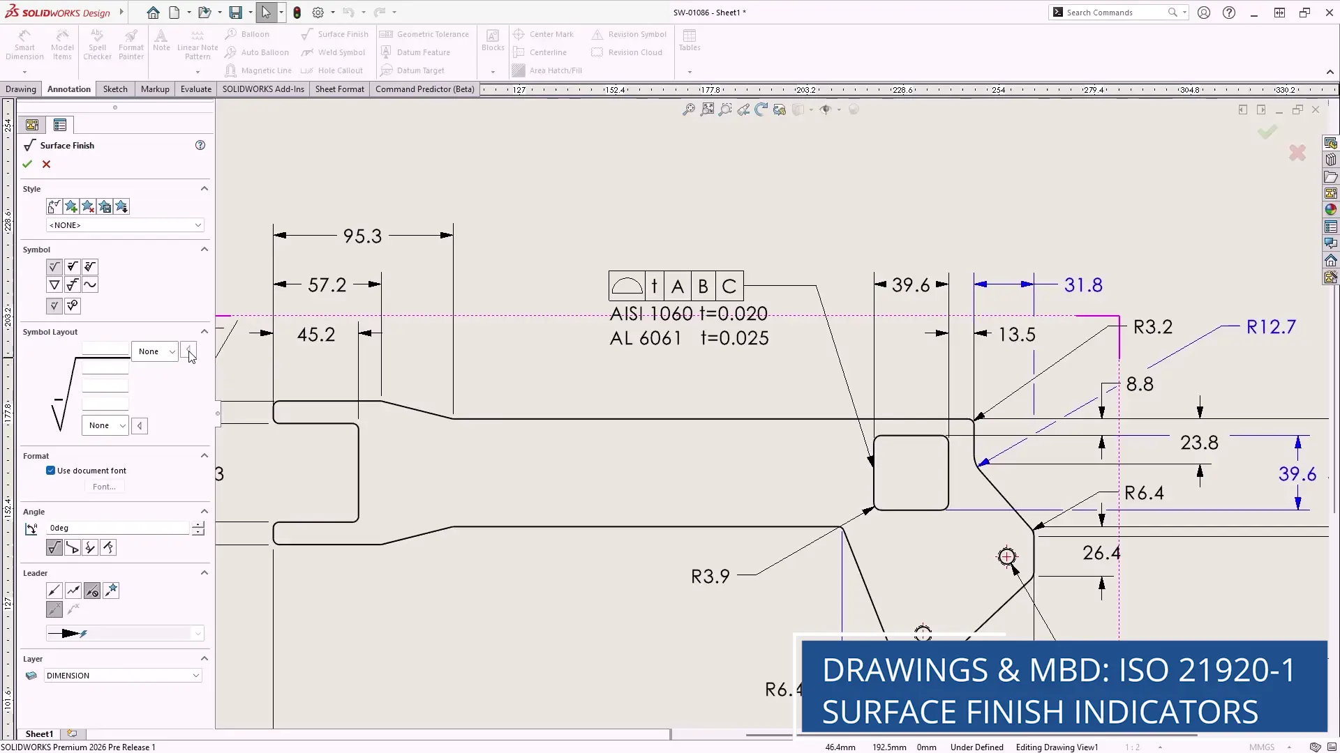 SOLIDWORKS 2026 版工程图与 MBD：几何公差框自定义文本功能