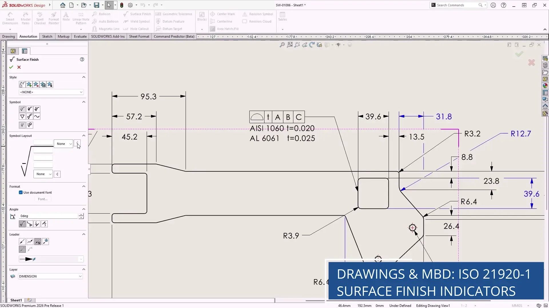 SOLIDWORKS 2026 版工程图与 MBD：几何公差框自定义文本功能