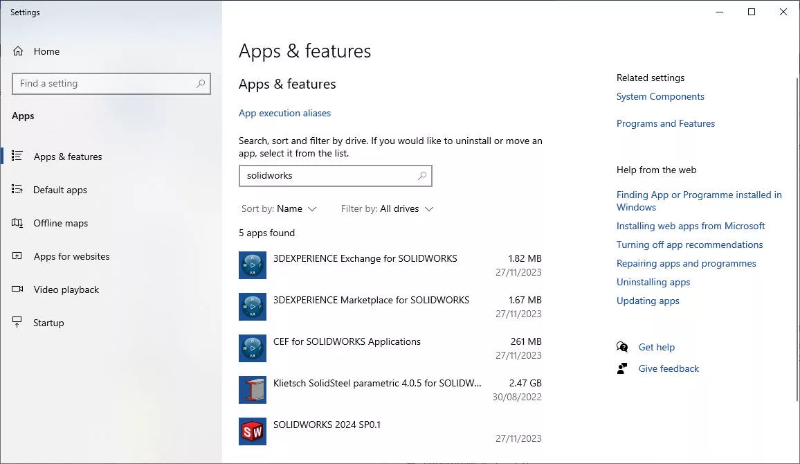 在程序列表中选中 SOLIDWORKS，点击修改按钮，打开安装管理器