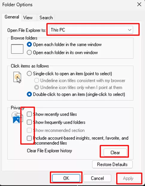 取消勾选 “隐私” 栏目下的所有复选框 取消勾选 “隐私” 栏目下的所有复选框