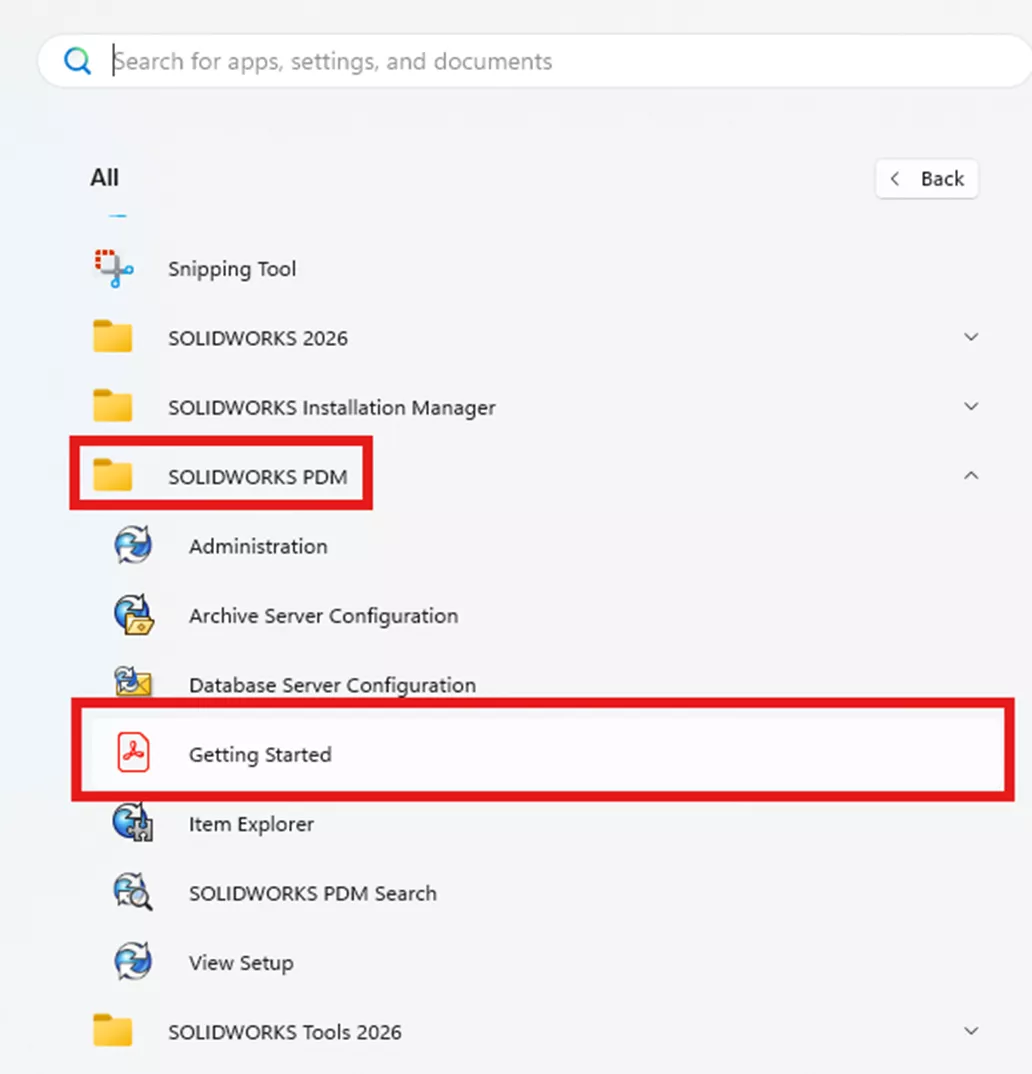 通过SOLIDWORKS PDM下的开始菜单轻松访问