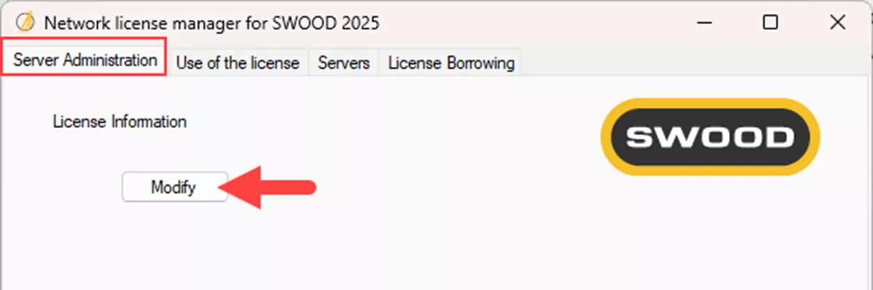 服务器管理选项卡中，点击 “修改