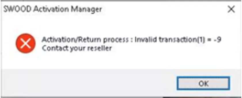 激活 / 返还流程：无效交易 [1]--9 请联系经销商