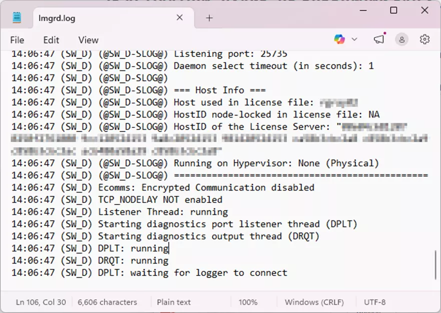 系统错误的纯文本日志