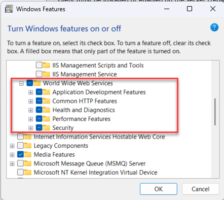 开启其他IIS功能