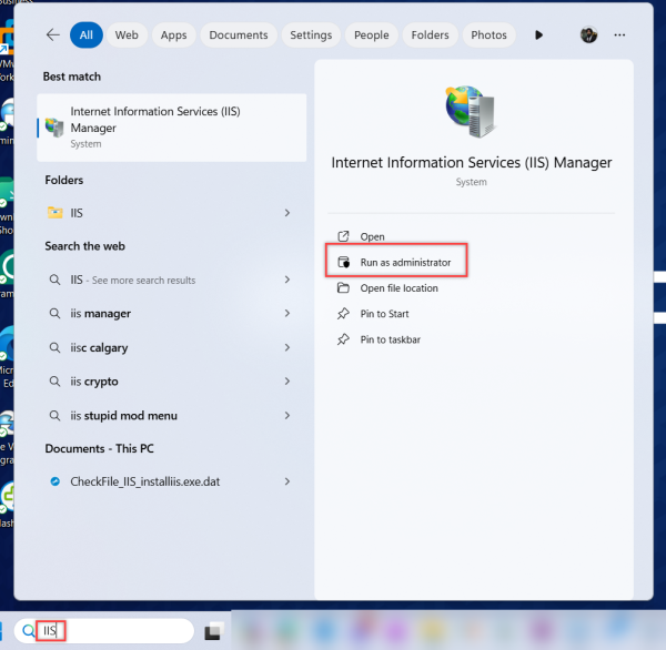 作为管理员运行IIS管理器