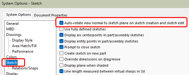 开启草图创建与编辑时的自动旋转视图功能 开启草图创建与编辑时的自动旋转视图功能