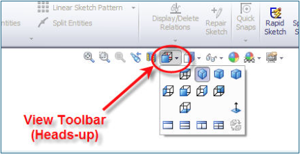 在抬头工具栏中访问视图方向命令