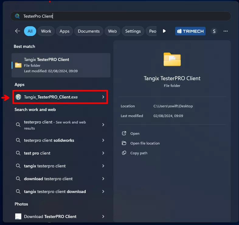 打开 Tangix TesterPRO Client 可执行文件