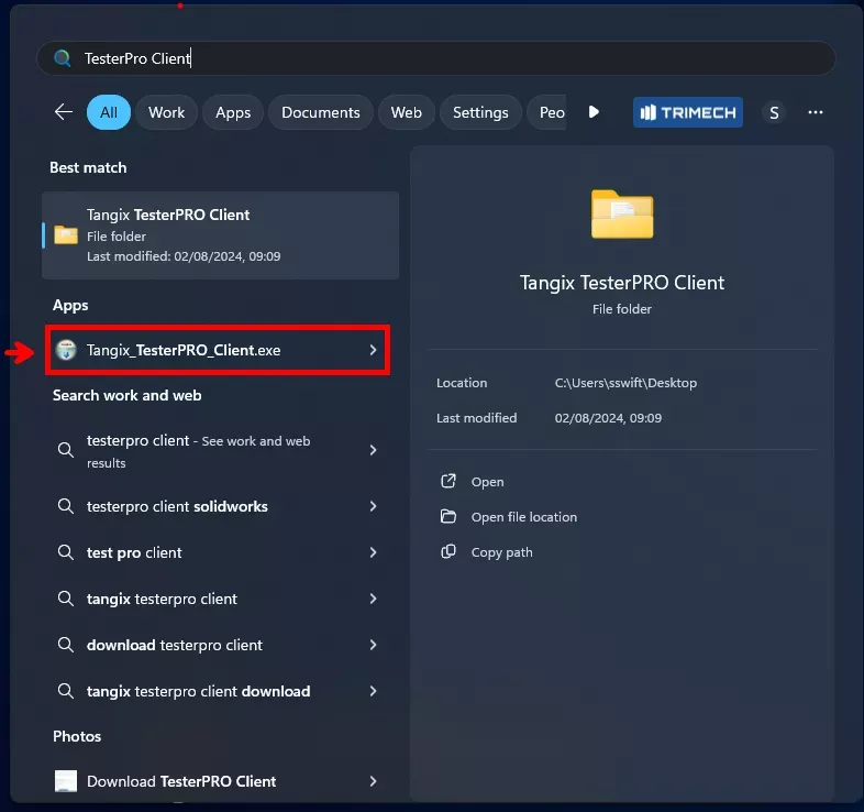 打开 Tangix TesterPRO Client 可执行文件