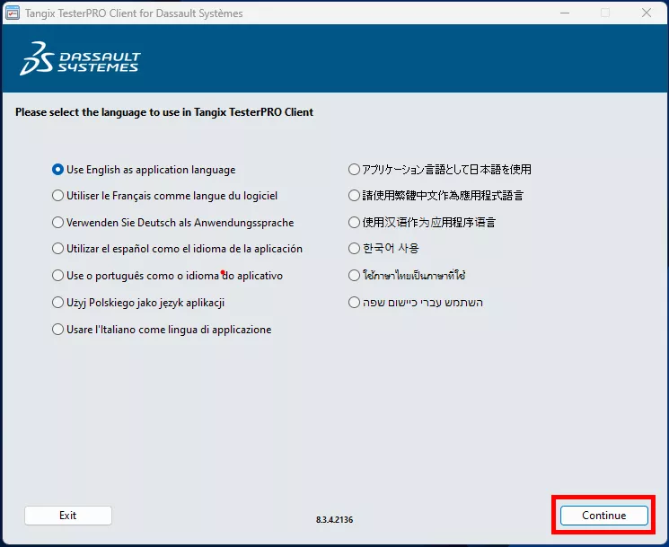 选择偏好的语言，点击 “继续”