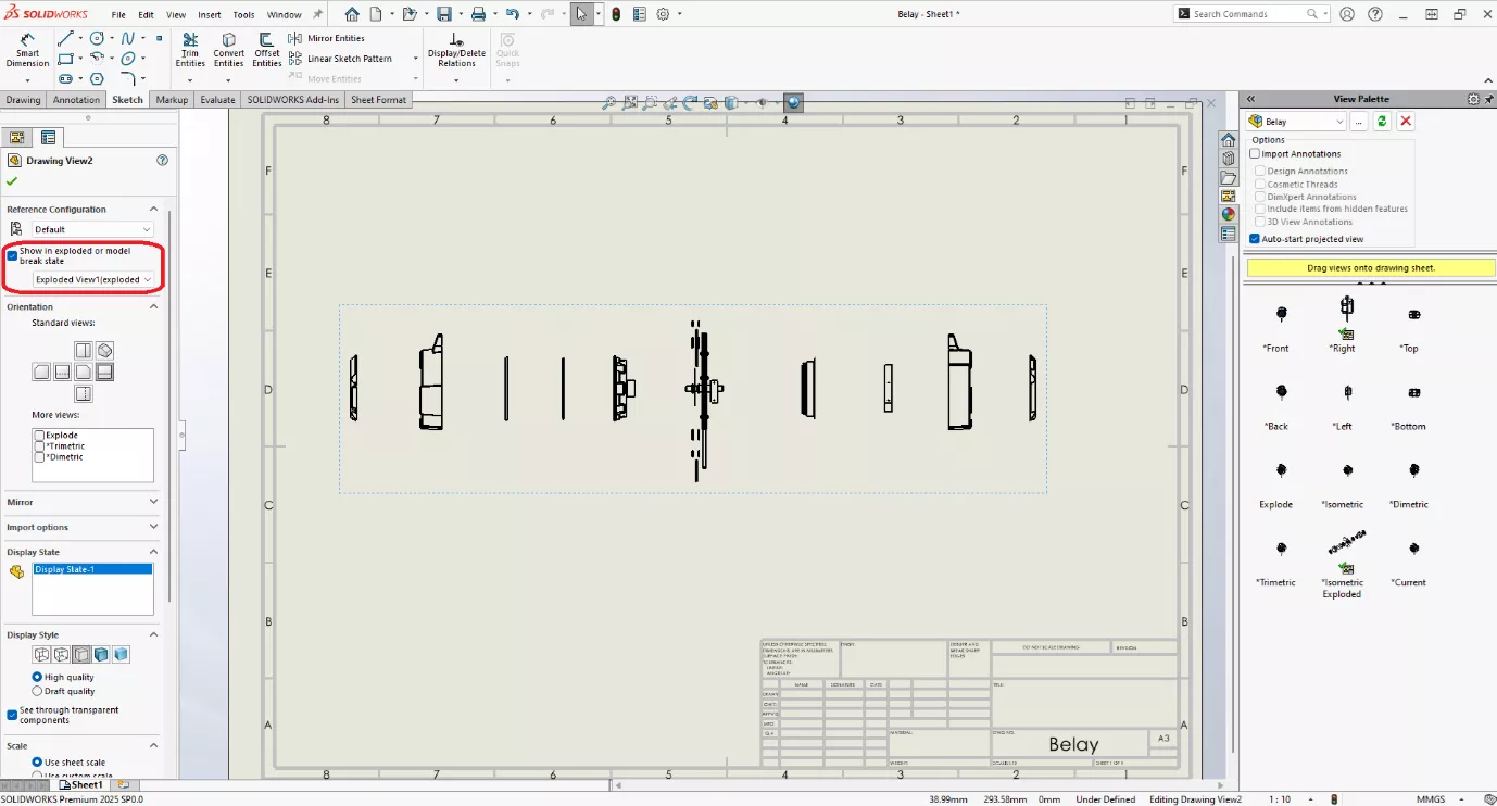 爆炸视图是通过将装配体中的零部件沿特定方向、按指定距离依次移动而创建的视图