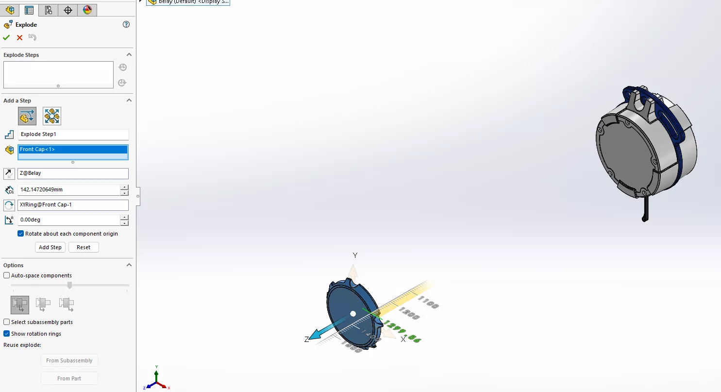 沿坐标轴方向拖动零件至所需距离，拖动过程中，屏幕上会出现标尺，显示零件移动的大致距离