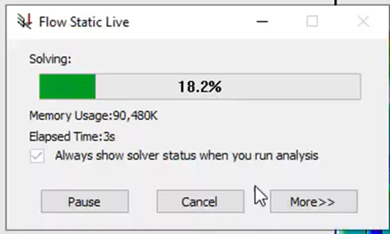 求解过程中可通过窗口查看求解进度、内存占用等信息 求解过程中可通过窗口查看求解进度、内存占用等信息