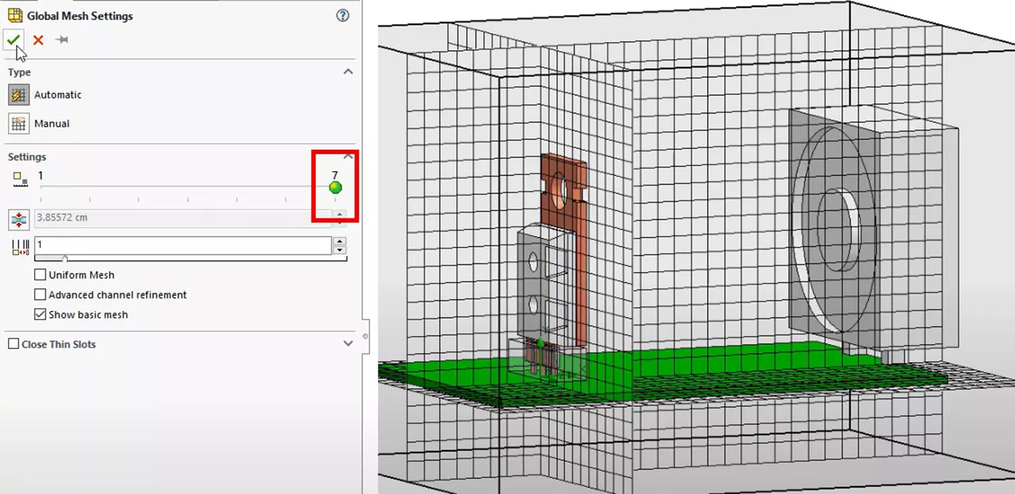 将初始网格等级提升至 7 级,提高全局网格的细节度 将初始网格等级提升至 7 级,提高全局网格的细节度