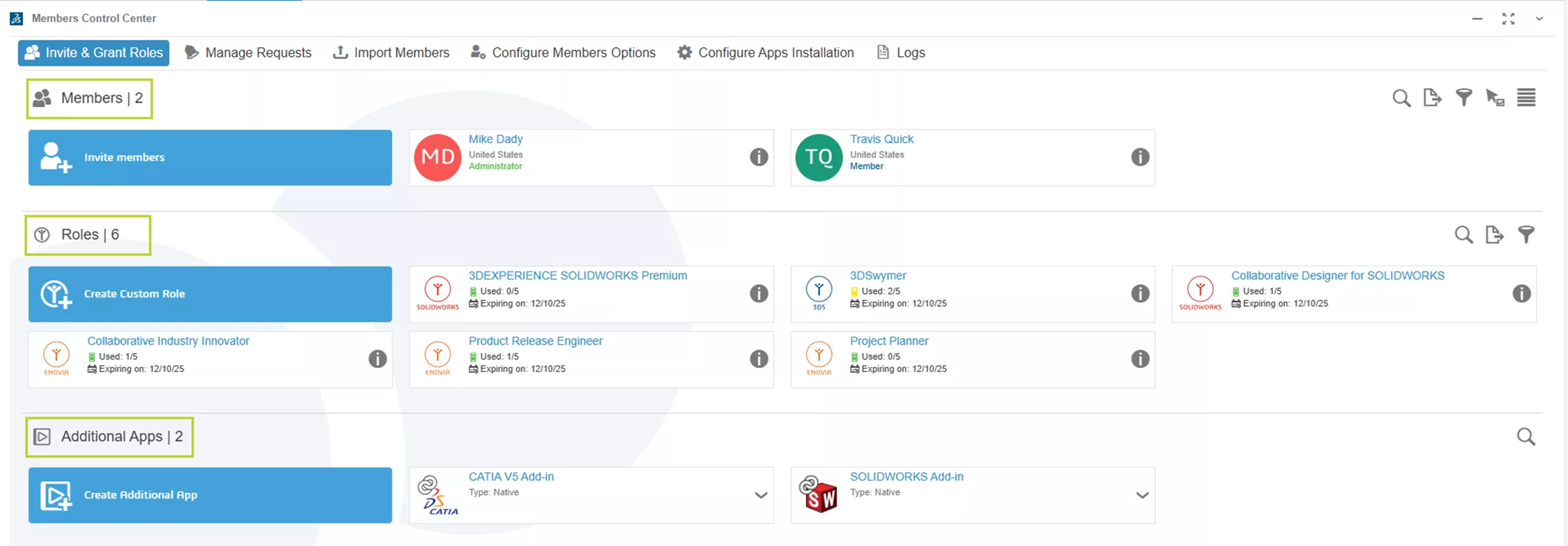 平台管理仪表板的「成员」选项卡进入成员控制中心 平台管理仪表板的「成员」选项卡进入成员控制中心