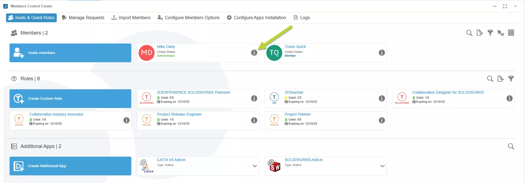 成员控制中心的邀请并分配角色模块 成员控制中心的邀请并分配角色模块